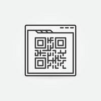 navegador web con icono de línea de concepto de vector de código qr