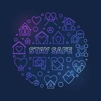 Vector Stay Safe outline concept round colorful illustration