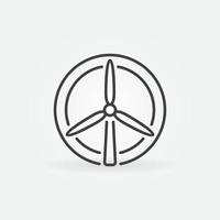 Wind turbine vector circular icon in thin line style