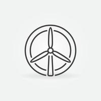 Wind turbine vector circular icon in thin line style