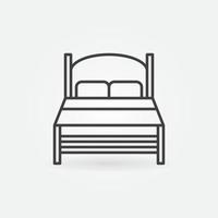 Wooden Double Bed outline vector concept icon