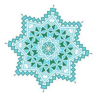 Ethnic ornament mandala geometric patterns in blue and green colors vector