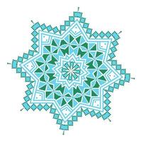 Ethnic ornament mandala geometric patterns in blue and green colors vector