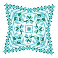 Ethnic ornament mandala geometric patterns in blue and green colors vector