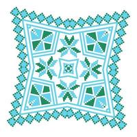 Ethnic ornament mandala geometric patterns in blue and green colors vector