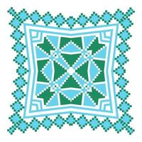 Ethnic ornament mandala geometric patterns in blue and green colors vector