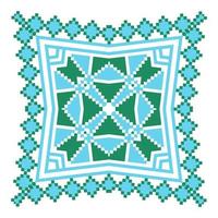 Ethnic ornament mandala geometric patterns in blue and green colors vector