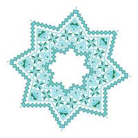 Ethnic ornament mandala geometric patterns in blue and green colors vector
