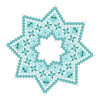 Ethnic ornament mandala geometric patterns in blue and green colors vector