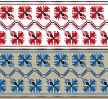 Set of Ethnic floral geometric pattern ornament in different colors. Vector illustration