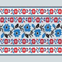 Set of Ethnic floral geometric pattern ornament in different colors. Vector illustration