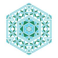 Ethnic ornament mandala geometric patterns in blue and green colors vector