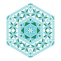 Ethnic ornament mandala geometric patterns in blue and green colors vector