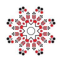 Ethnic ornament mandala geometric patterns in red color vector