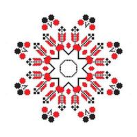 Ethnic ornament mandala geometric patterns in red color vector