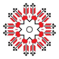 Ethnic ornament mandala geometric patterns in red color vector