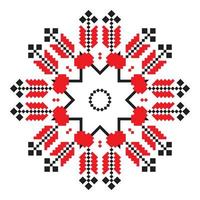 Ethnic ornament mandala geometric patterns in red color vector