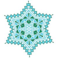 Ethnic ornament mandala geometric patterns in blue and green colors vector