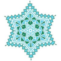 Ethnic ornament mandala geometric patterns in blue and green colors vector