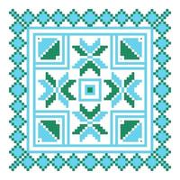 Ethnic ornament mandala geometric patterns in blue and green colors vector