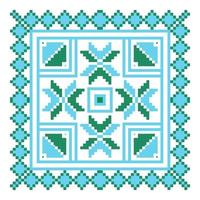 Ethnic ornament mandala geometric patterns in blue and green colors vector