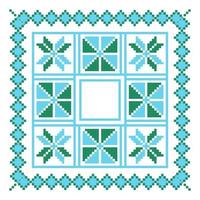 Ethnic ornament mandala geometric patterns in blue and green colors vector