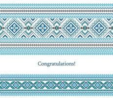 Greeting card with ethnic ornament pattern in different colors vector
