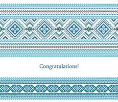 Greeting card with ethnic ornament pattern in different colors vector