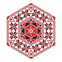 Ethnic ornament mandala geometric patterns in red color vector