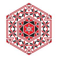 Ethnic ornament mandala geometric patterns in red color vector