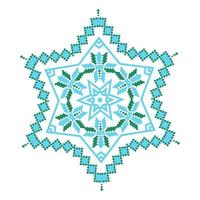 Ethnic ornament mandala geometric patterns in blue and green colors vector