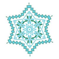 Ethnic ornament mandala geometric patterns in blue and green colors vector