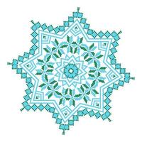 Ethnic ornament mandala geometric patterns in blue and green colors vector