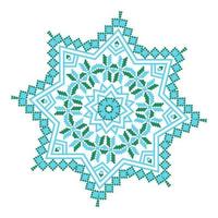 Ethnic ornament mandala geometric patterns in blue and green colors vector