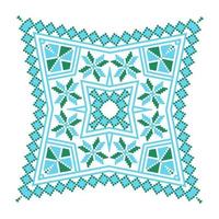 Ethnic ornament mandala geometric patterns in blue and green colors vector