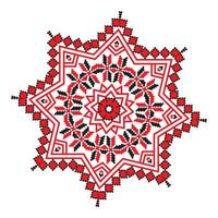 Ethnic ornament mandala geometric patterns in red color vector