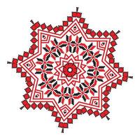 Ethnic ornament mandala geometric patterns in red color vector