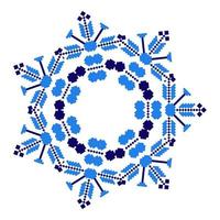 Ethnic ornament mandala geometric patterns in blue color vector