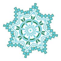 Ethnic ornament mandala geometric patterns in blue and green colors vector