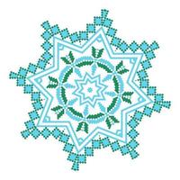 Ethnic ornament mandala geometric patterns in blue and green colors vector