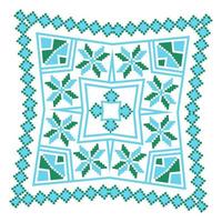 Ethnic ornament mandala geometric patterns in blue and green colors vector