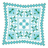 Ethnic ornament mandala geometric patterns in blue and green colors vector