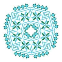 Ethnic ornament mandala geometric patterns in blue and green colors vector
