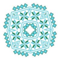 Ethnic ornament mandala geometric patterns in blue and green colors vector