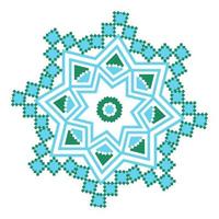 Ethnic ornament mandala geometric patterns in blue and green colors vector