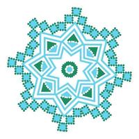 Ethnic ornament mandala geometric patterns in blue and green colors vector