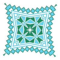 Ethnic ornament mandala geometric patterns in blue and green colors vector