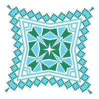 Ethnic ornament mandala geometric patterns in blue and green colors vector