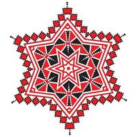 Ethnic ornament mandala geometric patterns in red color vector