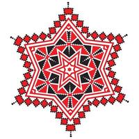 Ethnic ornament mandala geometric patterns in red color vector